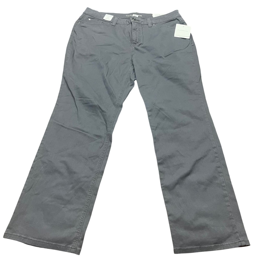 NEW Croft‎ & Barrow Womens Gray Straight High Rise Stretch Pants 14 Short